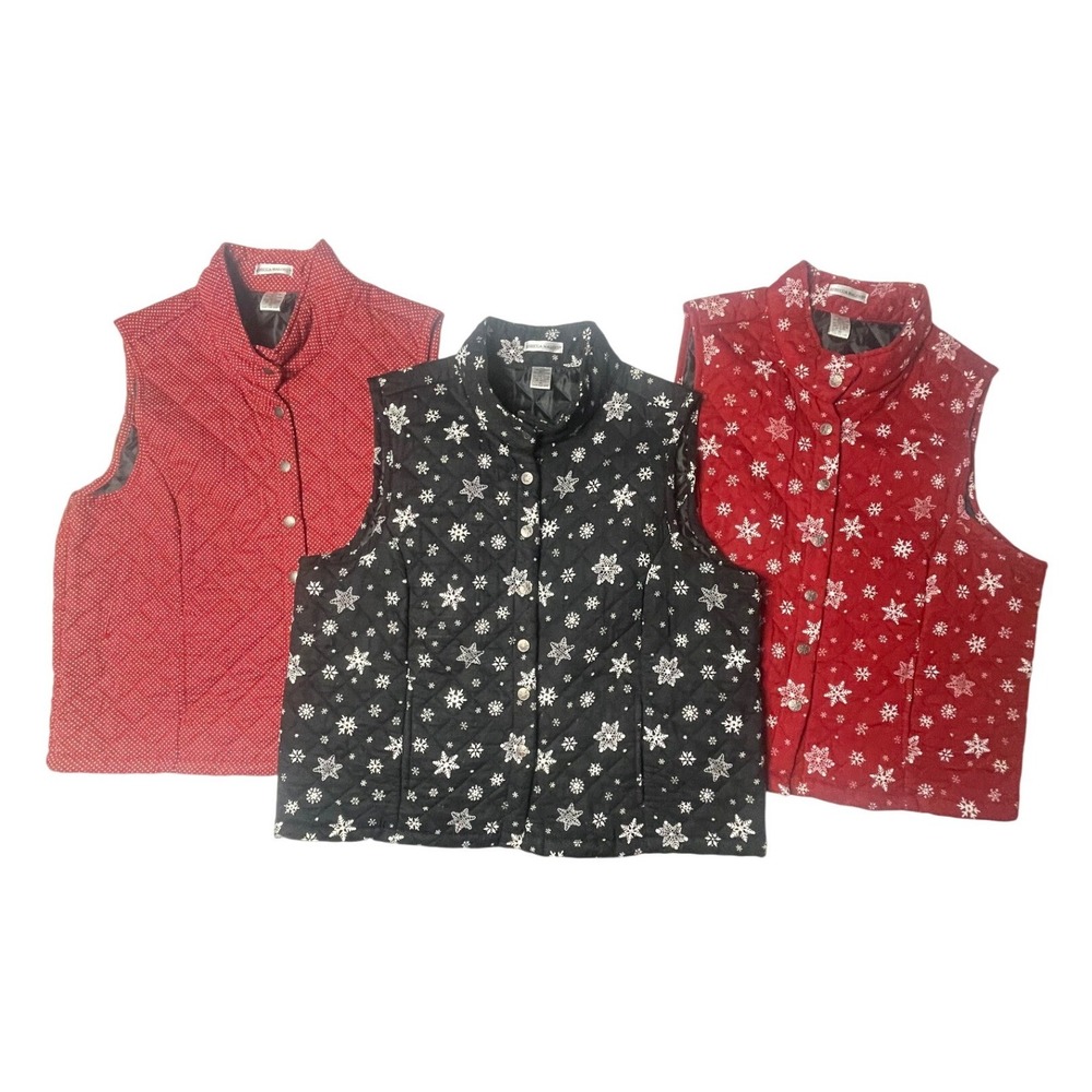 Rebecca Malone Quilted Holiday Vest Bundle Women's XL
